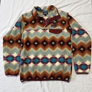 PATAGONIA Jacket Womens XS Synchilla Snap T Fleece Sweater‎ Aztec Timber Twist